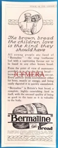 'BERMALINE' Brown Bread Food Advert - 1923 Bakery Print - Foto 1 di 1