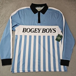 Bogey Boys Polo Shirt Men's Size Small Blue White Striped Golf Long Sleeve - Picture 1 of 10