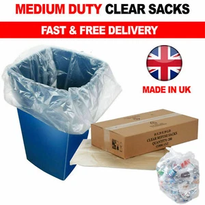 140G Clear Refuse Sacks Strong Bin Bags Rubbish Scrap Waste Recycling - Picture 1 of 2