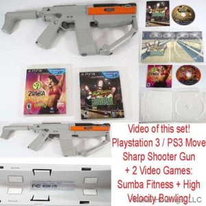 PS3 Move Sharp Shooter Gun&2 PS3 Video Games:Zumba Fitness+High Velocity Bowling - Picture 1 of 24