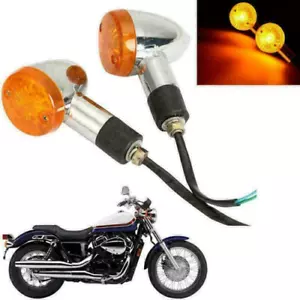 2PCS For Suzuki Boulevard C50 M50 C90 Amber Turn Signal Lights Chrome Bullet - Picture 1 of 9