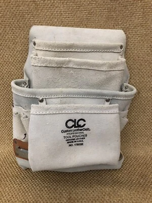 Custom Leather Craft CLC Electrician Tool Pouch Belt White Gray Suede USA 17933X - Image 1 of 4