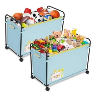 Extra Large Toy Box, 180L Toy Storage Organizer with Wheels, Light blue-2PCS - Picture 1 of 7