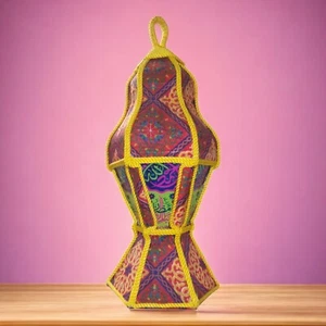 AA142 Ägyptische Khayamiya Stoff Steh Hängelampe farbiges Glas Ramadan Laterne - Bild 1 von 3