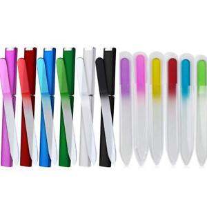 12 Pack Glass Nail Files with Case Crystal Fingernail Mixed Color Manicure Set