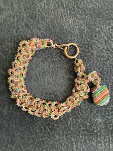 Antique 1890 French Handmade ladies CHATELAINE - 16cm - Multi coloured beads