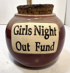 TUMBLEWEED POTTERY Girls Night Out Fund Stoneware Jar with Cork Lid - Picture 1 of 9