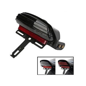 Black Tri Bar Fender LED Tail Light + Bracket Harley Softail FXST FXSTB FXSTC - Picture 1 of 6