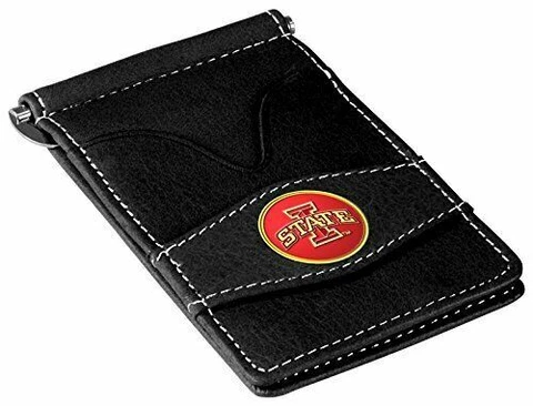 NCAA Iowa State University Cyclones CASH-CLIP CARD PLAYER'S WALLET black leather Cover