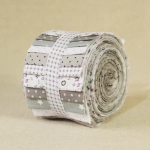 Grey (20) 2.5" Jelly Roll Strips 100% Cotton Fabric Quilting Patchwork Sewing - Picture 1 of 2