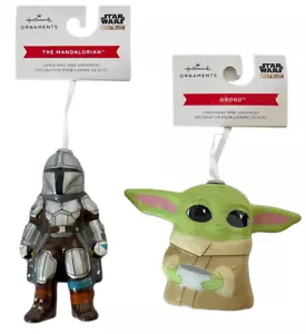 2 New Hallmark Star Wars Mandalorian & Grougu Baby Yoda Decoupage Ornaments - Picture 1 of 2