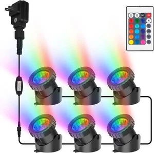 6PCS RGB Pond Lights Underwater LED Garden Spotlights for Fish Aquarium US - Picture 1 of 7