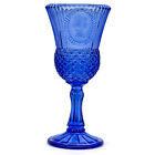 Vintage AVON Fostoria Glaskelch mit Relief aus Pressglas fr Sammler Blau 20 cm