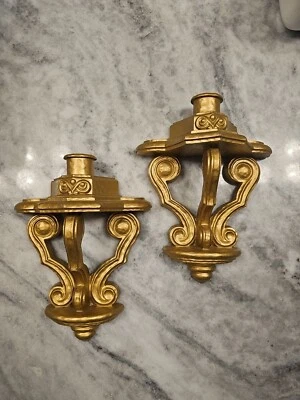 Винтажные настенные бра подсвечники Homco Hollywood Regency стиль Syroco золото - Изображение 1 из 4