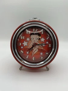 Vintage Red Betty Boop with Stars Armitron Analog Retro Alarm Clock 04 Working - Picture 1 of 8