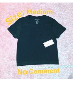 (MD)No Comment schwarzes geripptes doppelt gefüttertes Cropped T-Shirt - Bild 1 von 8