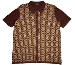 PJ Paul Jones Retro 70s Style Button Knit Shirt Men 2XL Preppy Rockabilly Disco - Picture 1 of 7
