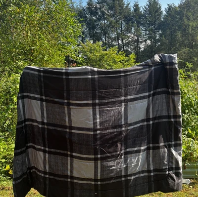 Manta acolchada a cuadros doble 83x65 negra gris moderna colcha de cabaña Foto 1 de 3