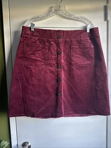 NUEVO CON ETIQUETAS Tórrida Talla 1 Borgoña Pana Mini Falda Botón Delantero Pinwale Retro Mod - Imagen 1 de 6