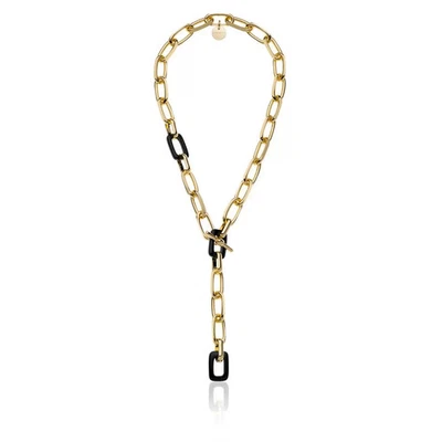 Collana Donna Dorato Unoaerre 2130 Catena Forzatina Onice Nera Bronzo - Immagine 1 di 2