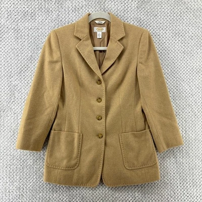 De Colección Abrigo Talbots Mujer 2P Tostado Cabello Camel Chaqueta Blazer Forrado Almohadilla para el Hombro Bolsillo Foto 1 de 4