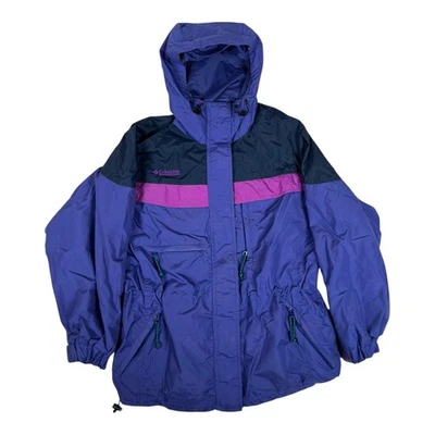 Chaqueta Columbia Vintage Mujer Mediana Púrpura Azul Marino Rosa Con Capucha Esquí Parka Años 90 Foto 1 de 4