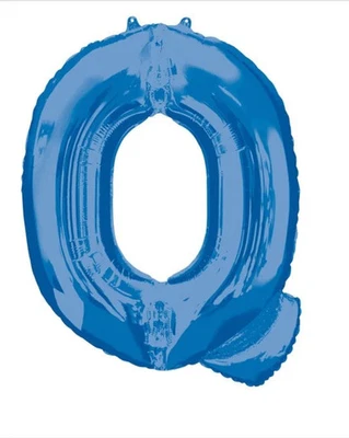32 in. Letter Q Shape Foil Balloon Blue - Image 1 of 4