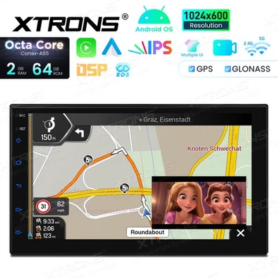7 Zoll Autoradio Doppel 2 DIN Android 14 2G+64GB Octa Core CarPlay GPS Navi IPS - Bild 1 von 4