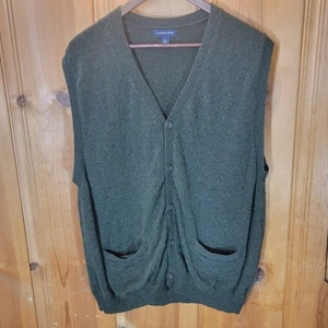 Vintage Lands End Sweater Mens Cardigan Vest Green Preppy Button Sz XL 46 48 - Picture 1 of 6