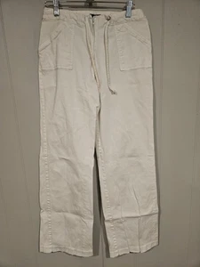 Pantalones para mujer Star City blancos con cordón talla 9 algodón informales pierna recta 26x30 - Imagen 1 de 5