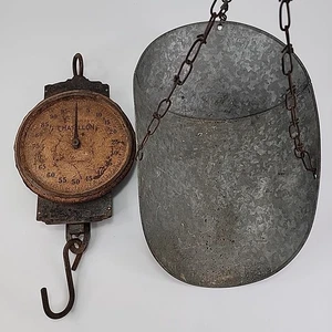 Escala colgante Chatillon 100 lb años 50 tienda general resistente con cesta FUNCIONA - Imagen 1 de 16