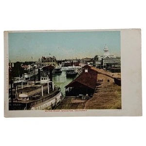 Vintage Undivided Back Stockton California Waterfront Postcard E.P. Charlton - Picture 1 of 2