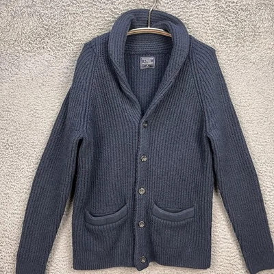 Abercrombie & Fitch Sweater Mens Small Blue Shawl Collar Grandpa Cardigan Preppy - Image 1 of 4