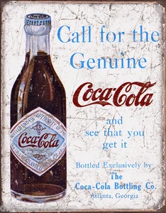 Letrero de metal lata vintage botella de cocaína antigua soda evolución genuina 1918 - Imagen 1 de 1