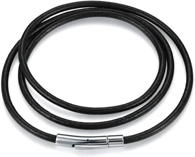 Gargantilla con cordón de cuero negro 3 mm broche de bayoneta surfista unisex EE. UU. Foto 1 de 4