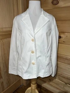 LL BEAN White Lightweight Corduroy 3 Button Blazer Size 10 NWOT - Picture 1 of 14
