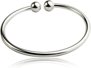 925 Sterling Silver Cuff Bangle Bracelets Adjustable Jewelry Fashion Simple Open - Picture 1 of 5