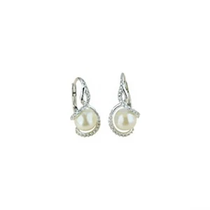 White Gold Earrings 18 Carats 750/1000 with Pearls and Zircons Ladies Womens - Bild 1 von 1