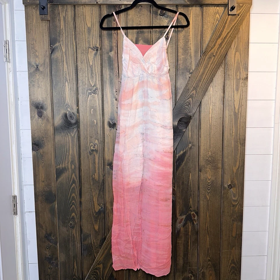 Gypsy 05 100% Silk Maxi Dress Ombré Sleeveless Watercolor Made USA Sz S - Image 1 of 4