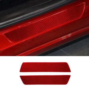 Red Carbon Fiber Rear Door Sill Padel Scuff Guard Trim for Tesla Model 3/Y 2017+ - Picture 1 of 11