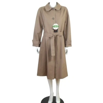 Gabardina vintage SEARS The Fashion Place tostada midi con cinturón para mujer 14P nueva con etiquetas Foto 1 de 4