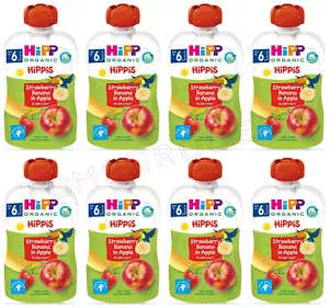 8 HIPP Organic Strawberry Banana in Apple Puree Dessert from 4 Months 100g 3.5oz - Picture 1 of 6
