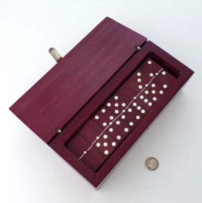 México MEXICANO PLATA ESTERLINA SET DOMINÓ 28 DOMINÓ PALISANDRO Decorado CAJA Foto 1 de 4