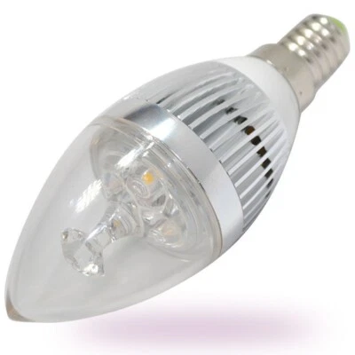 10X E14 Candle LED High Power  Light Lamp Bulb with Clear Cover 110-240V Only 3W - Image 1 of 3