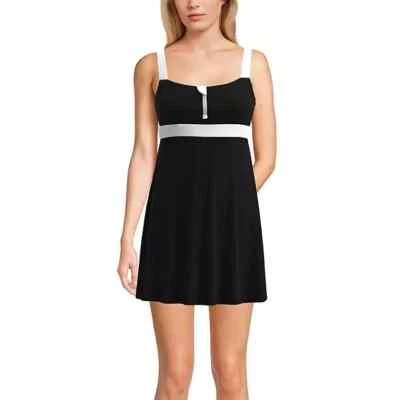 Vestido de baño Lands' End para mujer con cremallera frontal talla XS blanco y negro Foto 1 de 4