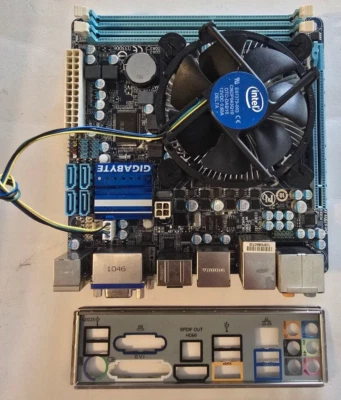 Gigabyte H55N-USB3  Mini ITX, Intel I5-650 3.20 GHz LGA1156 CPU and IO Shield - Image 1 of 4