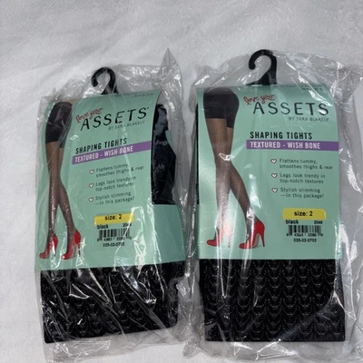 Medias moldeadoras Assets by SPANX talla 2 texturizadas Wish Bone negras NUEVO lote de 2 Foto 1 de 4