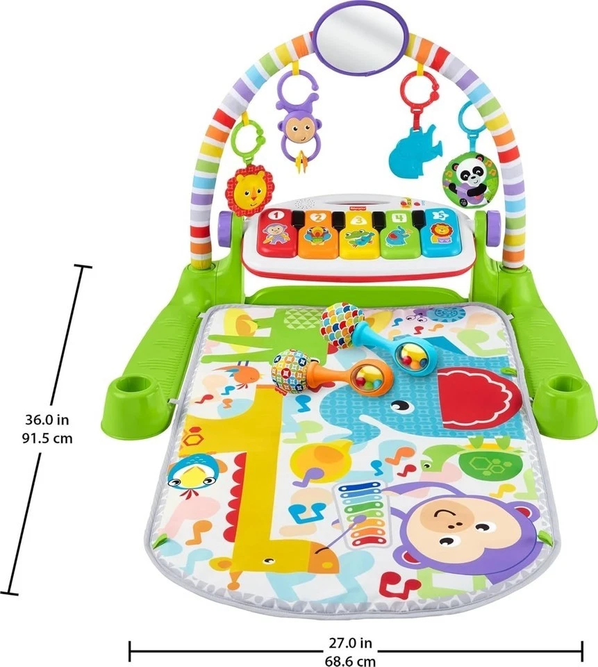 Игровой коврик для фортепиано спортзала Fisher Price FVY57 Deluxe с игрушками и клавишами для фортепиано - Изображение 1 из 4