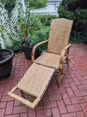 法国里维埃拉古董竹藤躺椅 — 第 1/4 张图片