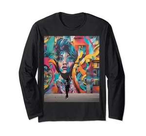 Vibrant Urban Wall Mural Street Art Long Sleeve T-Shirt - Picture 1 of 1